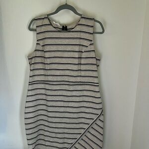 Maurices Black and Gray Striped Midi Dress